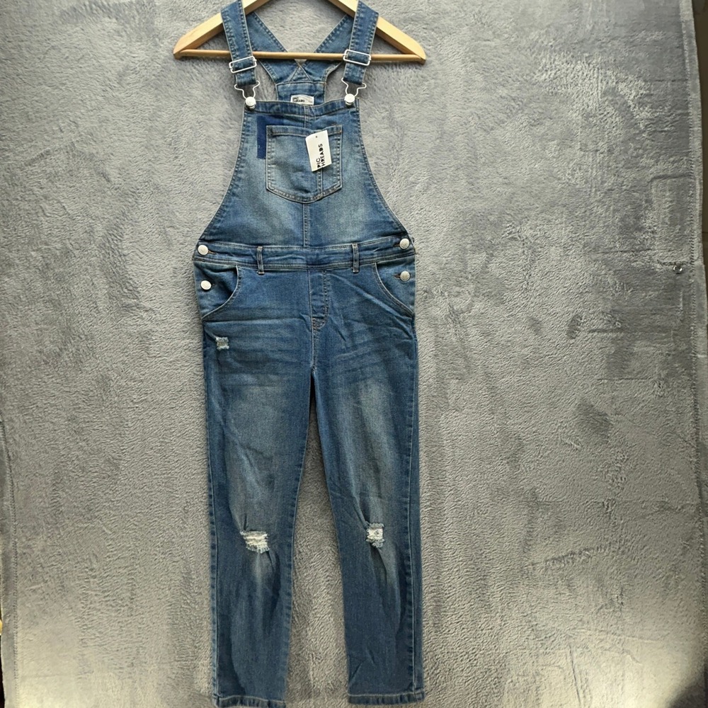 Epic Threads Girls Blue Denim Distressed Ripped‎ Bib Overalls Size 14